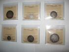  lot Of 6  Canadian Newfoundland Nfld Silver Coins 5 20 50 Cents  Iccs Certified