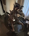 Real Beautiful Home D  cor Antique Bronze Stallion Statue Pick Up Only