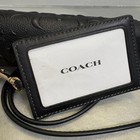 Coach Boxed Pencil Case And Id Lanyard Set In Black Signature Leather