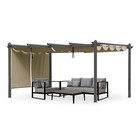 Aoodor 16x12 Ft  Aluminum Patio Pergola W sun Shade Cover And Retractable Canopy