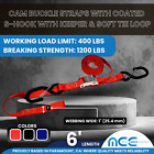 2 Pack 1  X 6  Cam Buckle Tie Down Strap W  S Hook For Boat Motorcycle Bike