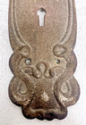 Antique Doorknob Keyhole Metal Cover Scrolly Rusty Door Plate