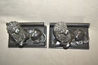 Antique Rare His Majesty  By Judd Bookends Lions Bronzed Spelter  Very Heavy