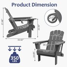 2pcs All-weather Hdpe Folding Adirondack Chair Fire Pit Chair W cup Holder gray