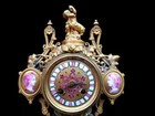 Antique Clock French Signed Japy Freres Porcelain Bronze 19th Century Victorian