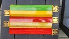 5 Vintage Marble Reds  Greens  Yellow Bakelite Catalin Mah Jong  tile Racks