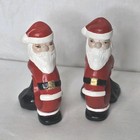 Vintage Christmas Santa Claus Napkin Ring Holders Ceramic Set Of 2 Hand Painted 