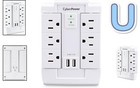 Compact 6-outlet Surge Protector With 2 Usb Ports   Wall Tap Design -  Listed