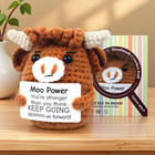 Positive Crochet Cow  Mini Highland Cow Stuffed Animal  Funny Going Away Gifts  