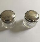 A Pair Of  925 Silver Topped Glass Pill patch Pots