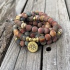 108 Mala Beads Picasso Jasper Bracelet Healing Meditation Prayer Necklace Gift