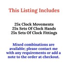 Quartz Clock Mechanism Battery Powered With Metal Hands Clock Making Kit 25 Pack