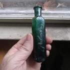 Pretty Teal Green Palmer Small Round Early 1900 Cologne Bottle Hand Blown