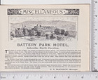 Original Antique 1893 Battery Park Hotel  Print Ad   Asheville  Nc History  242