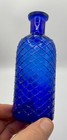 Big 1890s 5 1 2    Kc-1 Cobalt Blue Lattice Poison Bottle No Stopper Hand Blown