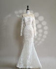 Mermaid Wedding Dresses Off The Shoulder Long Sleeve Lace Applique Bridal Gown