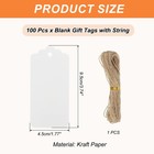 100 Pcs Blank Gift Tags With String  3 8x1 8  Rectangular Wave Kraft Tags  White