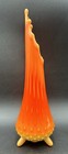 Vintage Mcm Le Smith Bittersweet Orange 3 Toe Hobnail Swung Glass Vase 12   