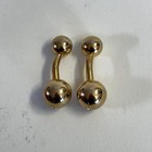 Vintage Yves Saint Laurent Ysl Monogram Gold Tone Brass Barbell Ball Cufflinks