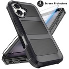 For Iphone 16 Plus Case Shockproof Protective Rugged Hard Cover Screen Protector