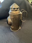 Antique Perkins Oil Brass Boat Signal Lantern W Blue Emergency law Enforce Lens