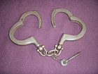 Vintage H   R Arms Co Handcuffs 1930 s Nickel Plated W key Working