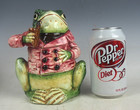 Victorian Majolica Smoking Frog Tobacco Jar humidor