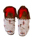 Antique Cheyenne Hide Beaded Moccasins Late 19th Century 9 5 