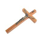 Vintage Wooden Metal Wall Cross Crucifix Holy Religious Carved Christ Natural