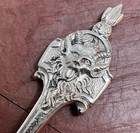 Antique 19c Rococo German 800  Silver Master Salt Spoon 13 Loth Satyr Face 1870s