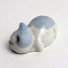 Vintage White Ceramic Porcelain Sleeping Kitten Cat Figurine 1950 s