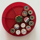 12 Vintage Wooden Spools W  Best Usa  Red Plastic Thread Holder Box   Lid