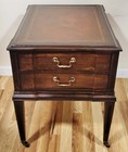 Vintage American 20th C English Style Mahogany   Leather Night End Sofa Table