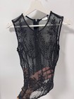 Vintage Black 100  Silk Hand Beaded Sheer Top Women   s Size S Art Deco Style Made