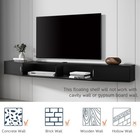 Floating Tv Stand Wall Mount Console Charging Station Led Door Cabinet Black