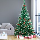 4 5 6 7ft Snow Flocked Artificial Christmas Tree Pine Cones Berries Decorations