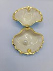 Sea Shell Oyster Pearl Hinged Metal Trinket Box Enamel Bejeweled Miniature