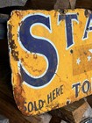 Vintage antique Star Tobacco  sold Here  Vintage 12   x24    Metal Advertising Sign