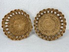 Vintage Handwoven Wicker Basket Set 2 Natural Rattan Boho Farmhouse Decor