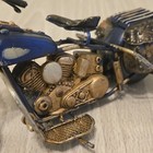 Blue Collectible Motorcycle Diecast Model With Saddlebags And Detailed Engine