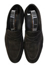 Santoni Mens Suede Slide On Dress Shoe Loafers Dark Brown Size 7