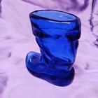 Vintage Cobalt Blue Glass Cowboy Boot - Toothpick Holder - Western Shot Glass