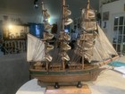 Antique Wooden Clipper Model Ship With Fabric Sails  24 In    Under Custom Model