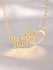 Custom Double Name Heart Pendant Necklace Couple Partner Gift Chain Jewelry Gold