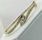 5 Ct Round Cut Real Moissanite Bypass Bangle Bracelet 14k Yellow Gold Plated