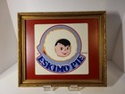 Vintage 1960 s Eskimo Pie Ice Cream Window Decal old Store Stock framed 12x14 5
