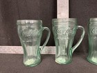 Coca Cola Set Of 4 Vintage Indiana Glass Green Glass Mugs W  Handle 17 Oz