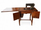Antique Sewing Machine Wooden Cabinet With Attachments Pre-1930