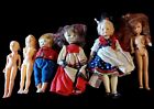 Vintage Lot Of Small 6  Hard Plastic Rubber And Vinyl Dolls