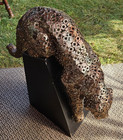 Predator Leopard Cheetah Panther Metal Washer Sculpture Statue On Black Base